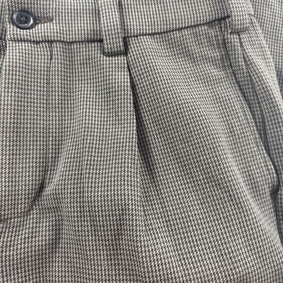 Abercrombie & Fitch Mens 33 Houndstooth Brown Loose Pleated Front Trouser - Picture 7 of 8